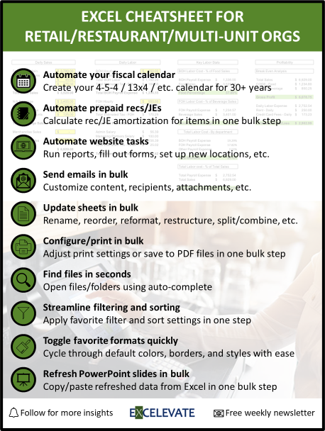 10 Excel Hacks For Retail, Restaurant, and Multi-Unit Companies