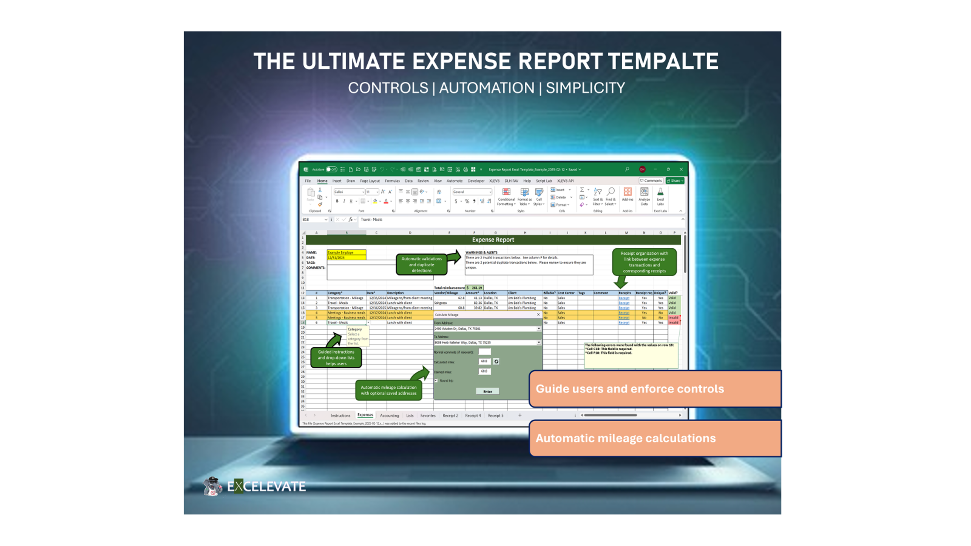 Excel Expense Report Template - Excelevate.co