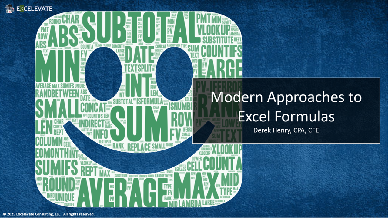 Modern Approaches to Excel Formulas Training Workbook - Excelevate.co